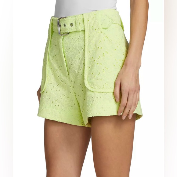 Derek Lam 10 Crosby Brat Green Eyelet Belted Shorts - Picture 5 of 16